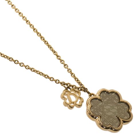 dior black clover necklace|dior gold finish necklace.